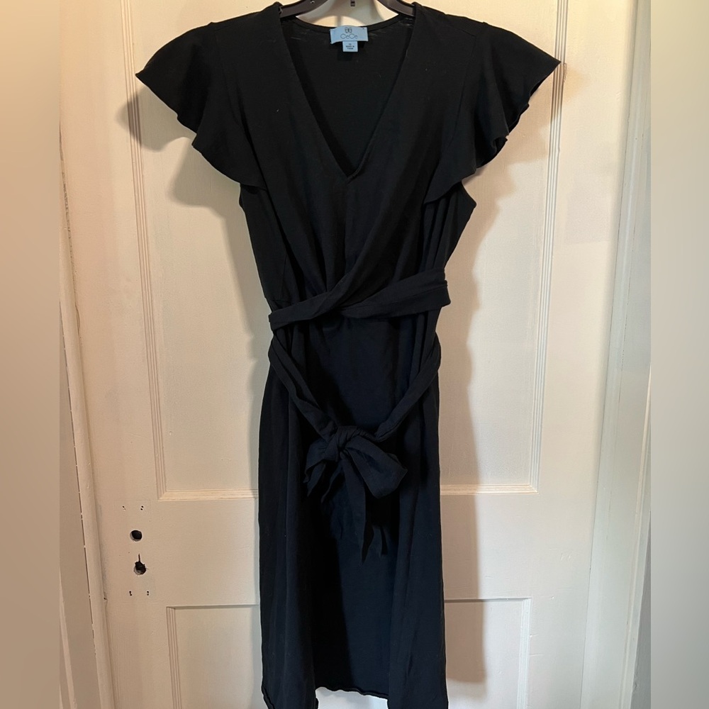 CeCe Black Twist Front Flutter Sleeve Tie Dress Sz 1X